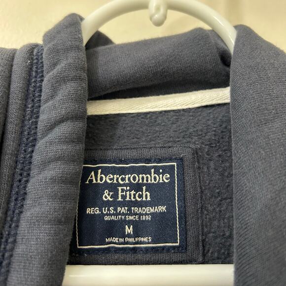 Abercrombie & Fitch Womens Sz Medium Blue Full Zip Hooded Sweatshirt Y2K Logo - Picture 3 of 5
